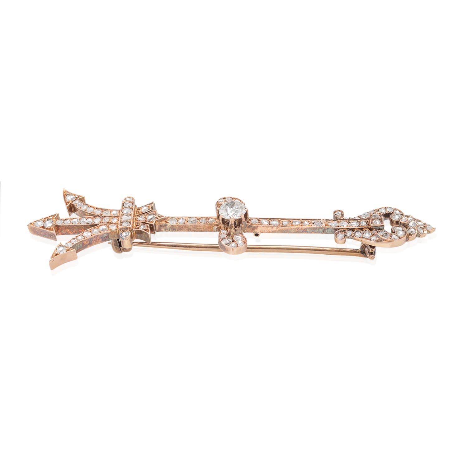 Victorian 18kt Diamond Trident Pin 1.30ctw