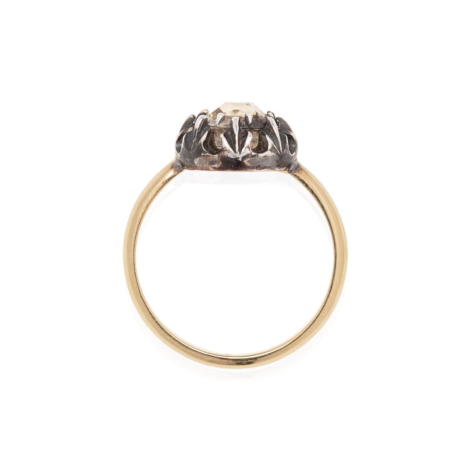 Georgian Conversion 18kt/Sterling Table Cut Diamond Ring 0.65ctw