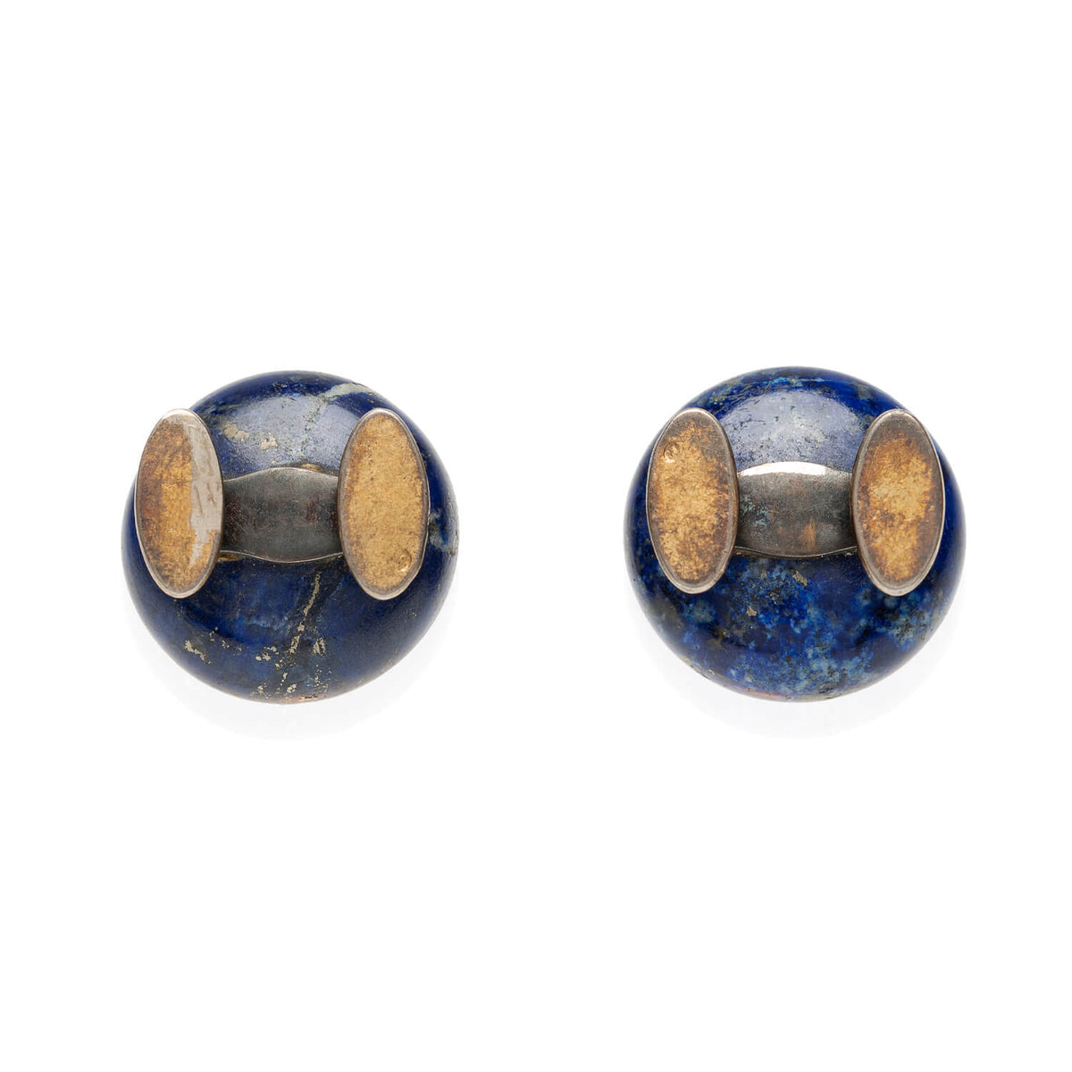 Victorian 18kt, Pearl, Enamel + Carved Lapis Lazuli Earrings, Pendant + Button Set