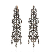 Georgian Sterling/18kt Long Rose Cut Diamond Earrings 2ctw