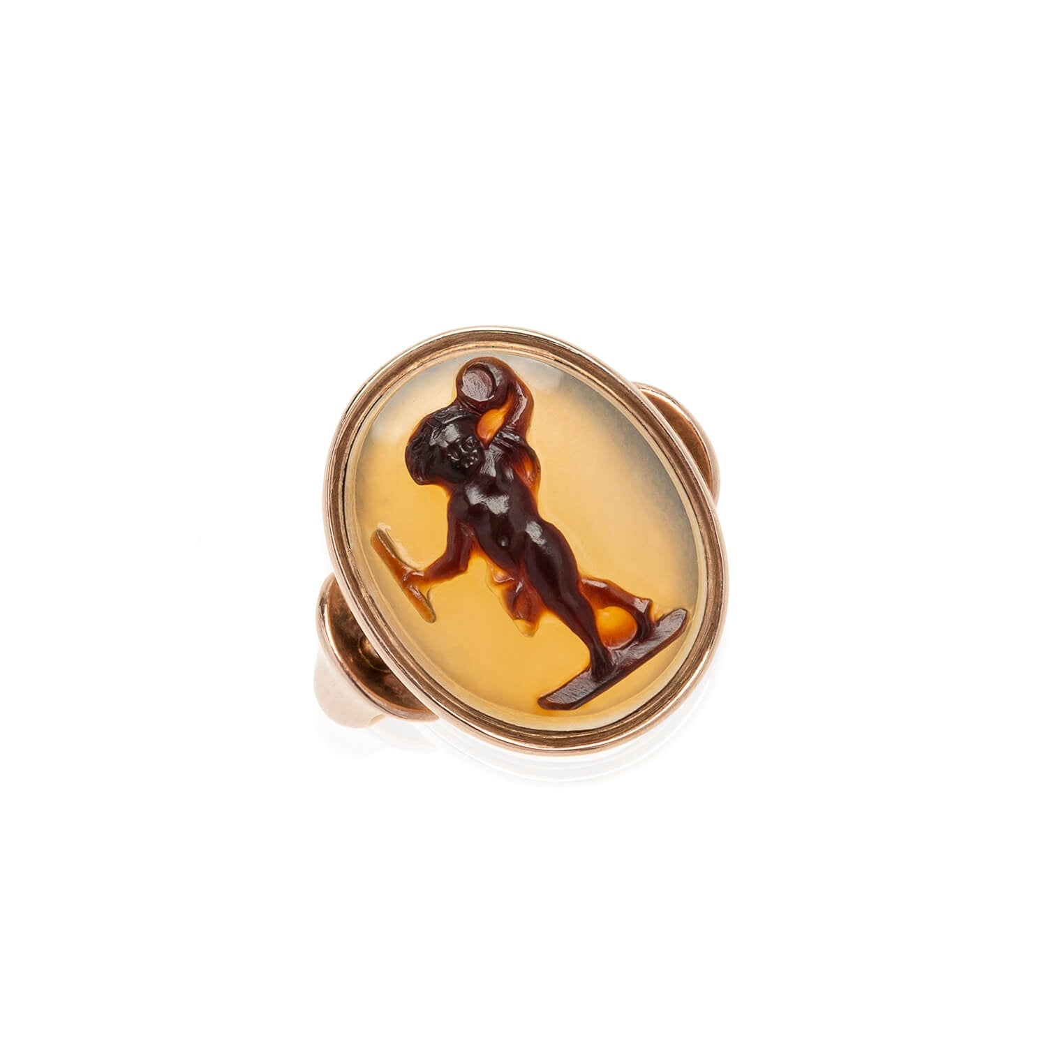 Early Victorian 15kt + Agate Hardstone Cameo Ring