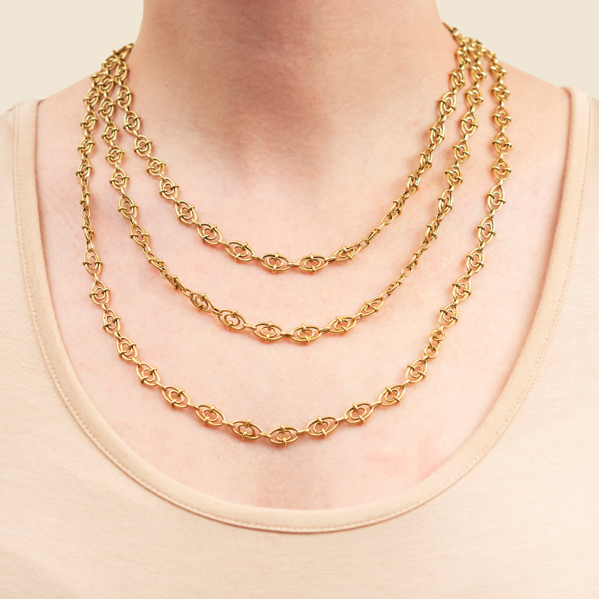 Victorian 18kt Fancy Link Chain Necklace 44.5g