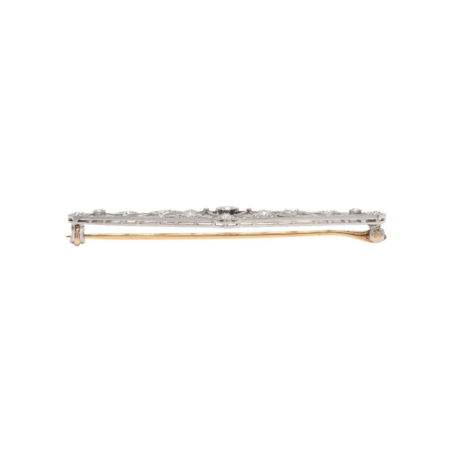 Edwardian 14kt/Platinum + Diamond Pin