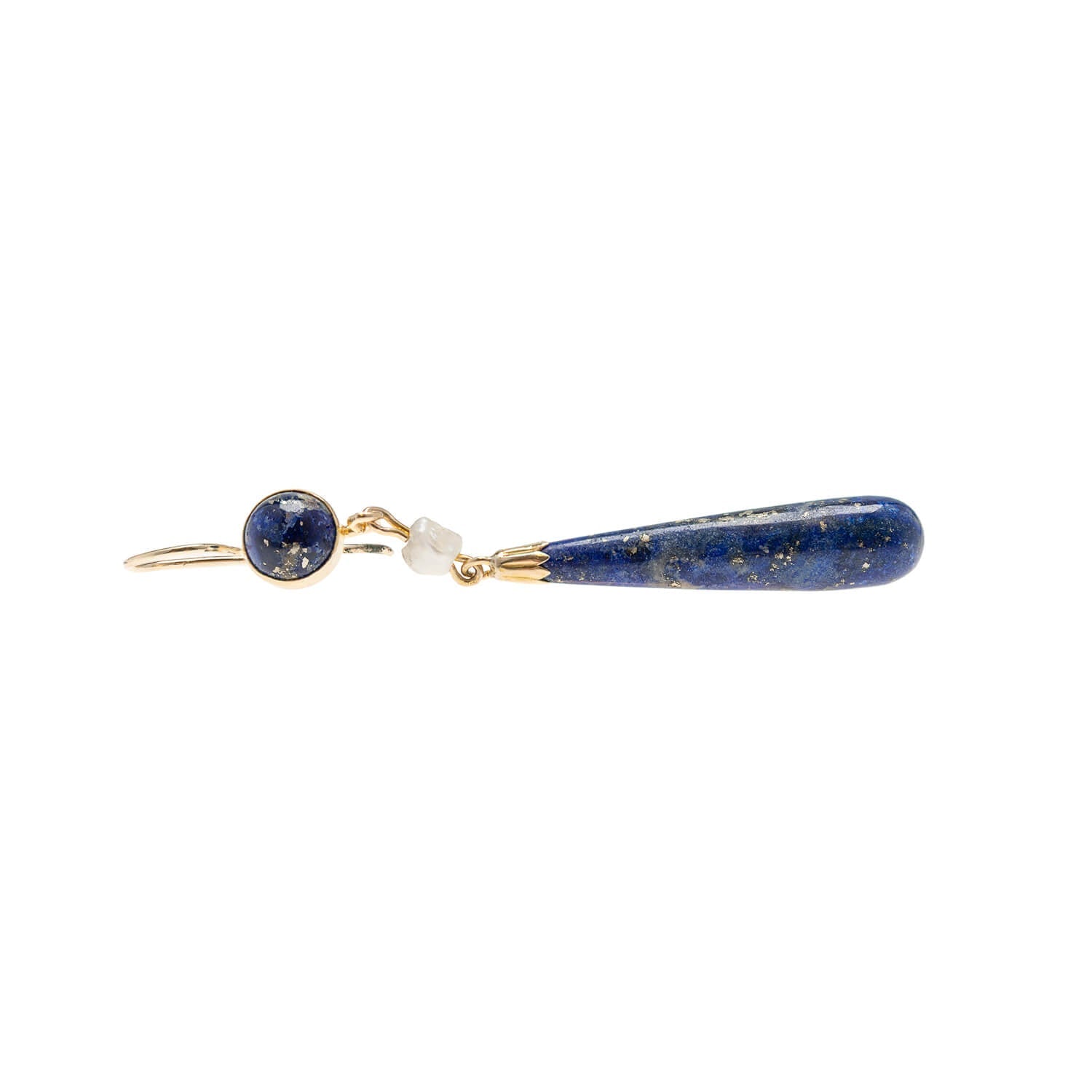 Victorian 14k Lapis + Pearl Earrings