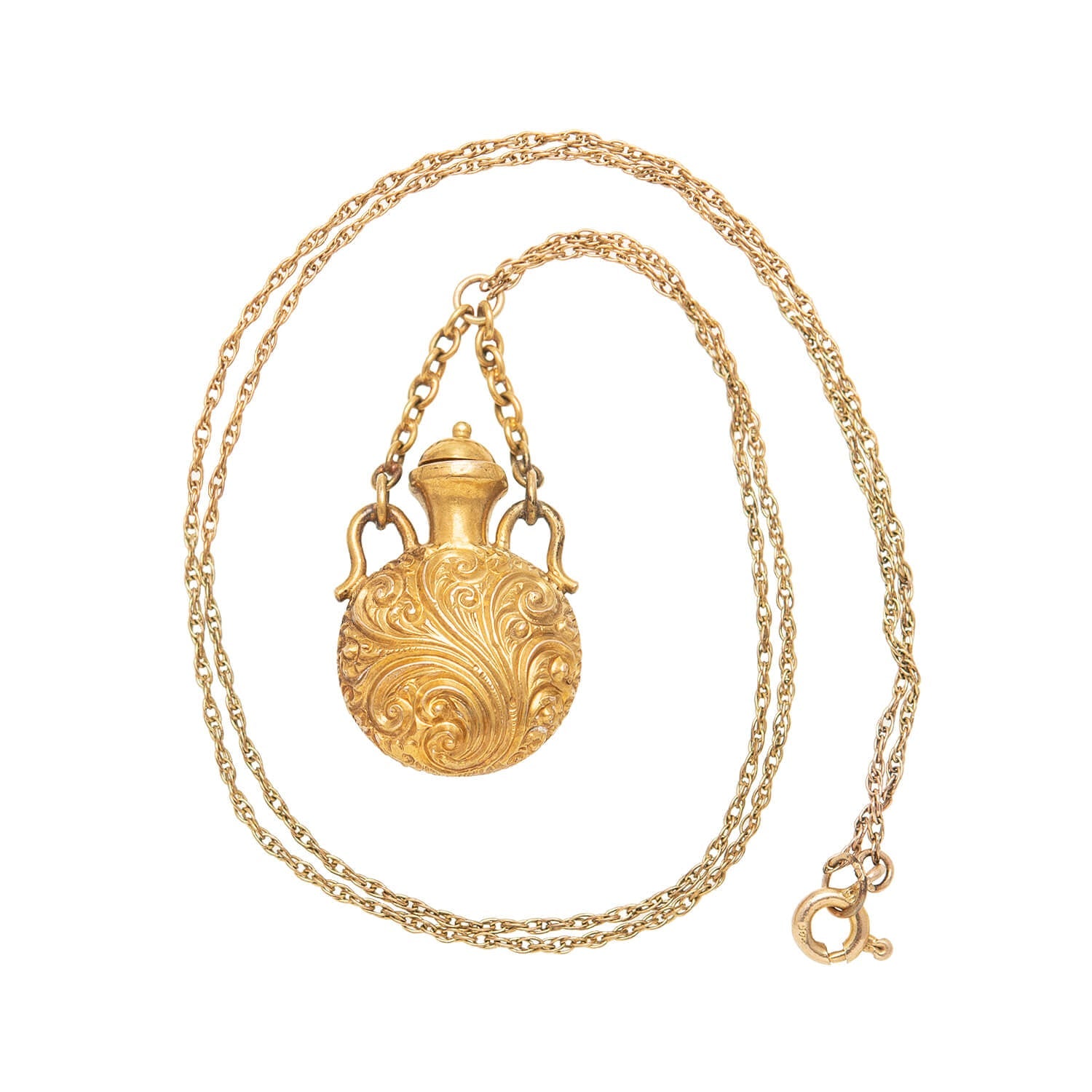 Victorian 14k Diamond Repoussé Vinaigrette Pendant