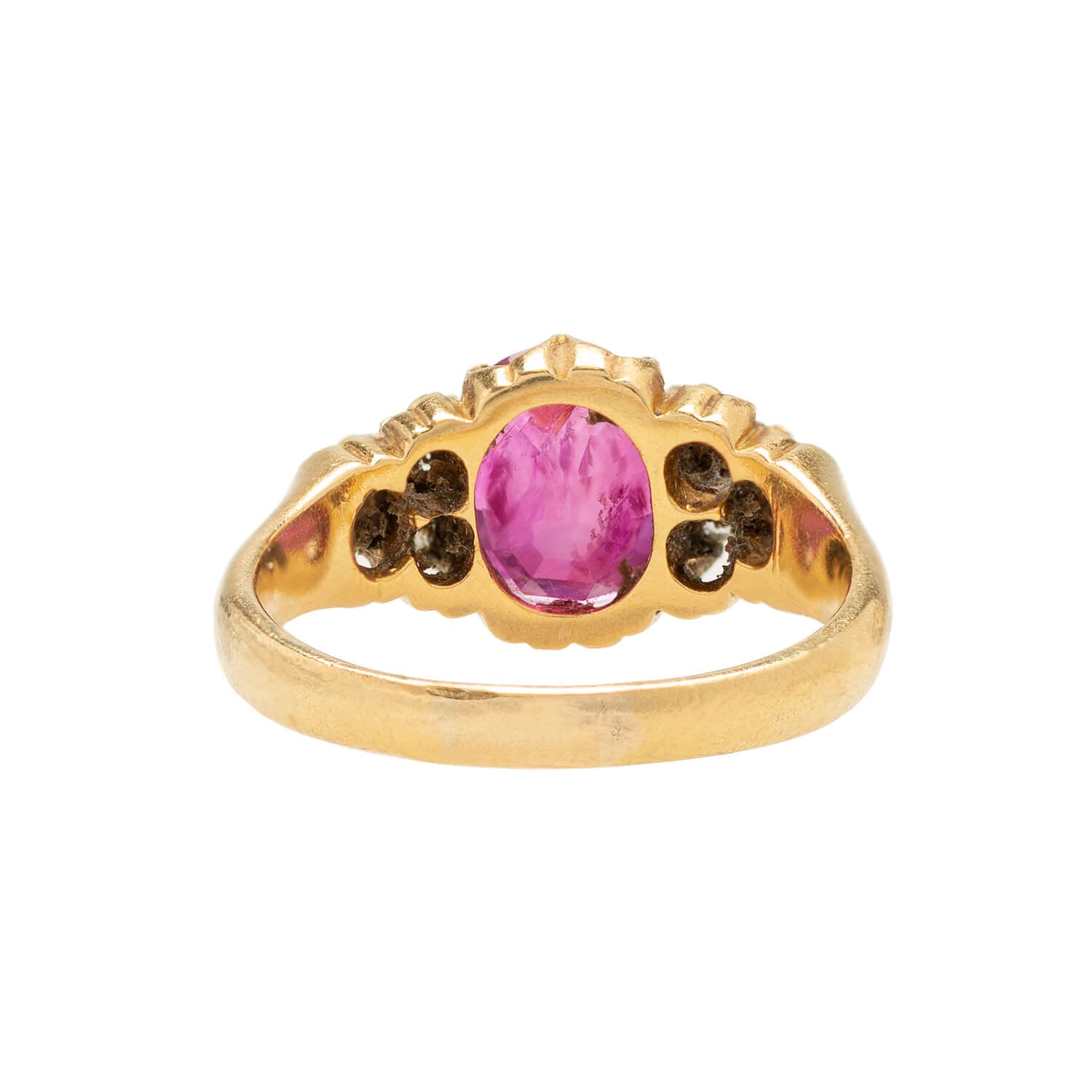 Victorian French 18k Burmese Ruby + Diamond Ring