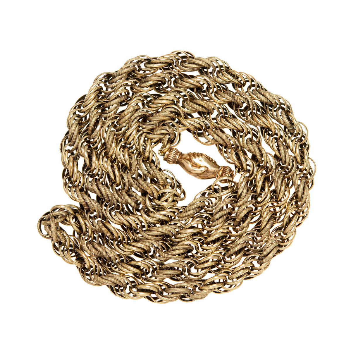 Georgian 15k Textured Link Chain Necklace 37"
