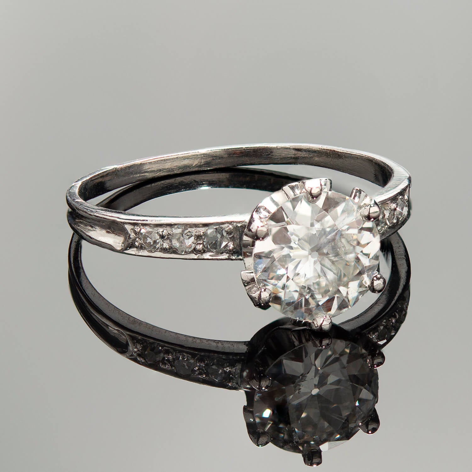 Art Deco 18k Diamond Engagement Ring 1.03ct