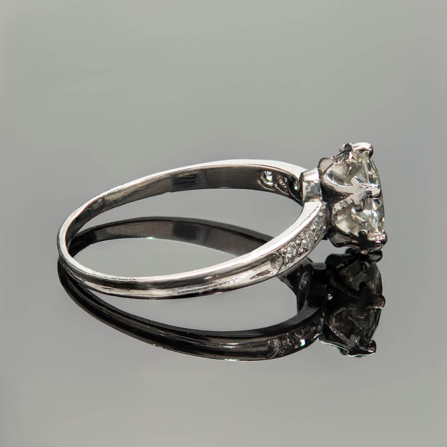 Art Deco 18k Diamond Engagement Ring 1.03ct