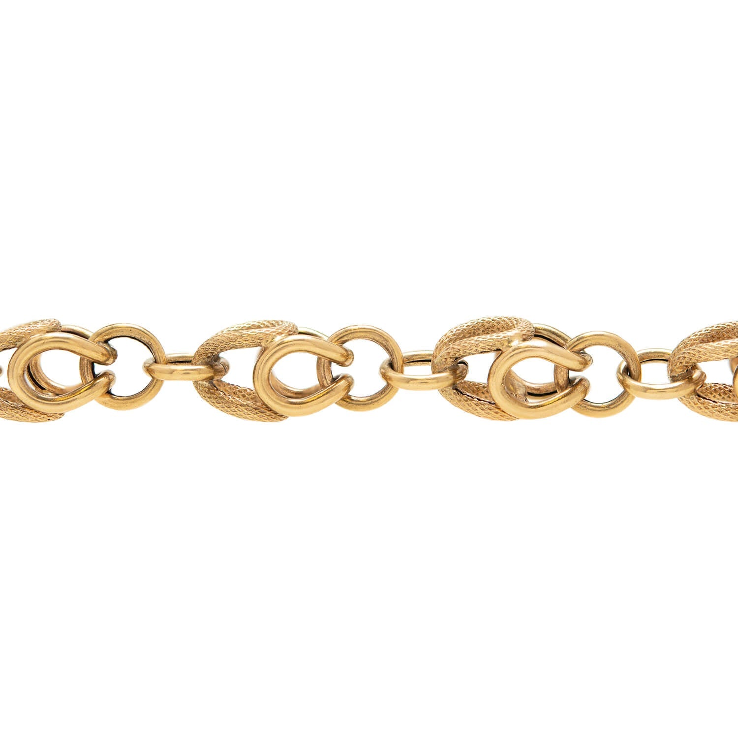 Georgian 15k Fancy Textured Link Chain Bracelet