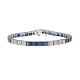 Art Deco Platinum Diamond & Sapphire Line Bracelet