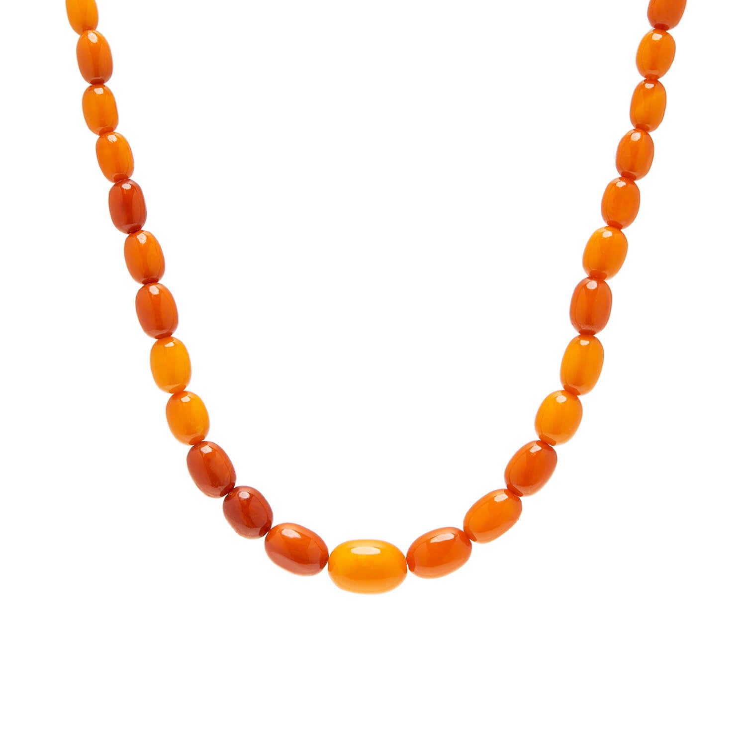 Victorian Baltic Yoke Amber Bead Necklace 25"