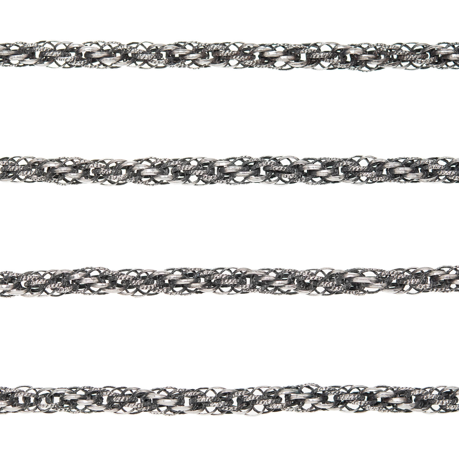 Georgian Sterling Silver Textured Link Chain Necklace 44.5"