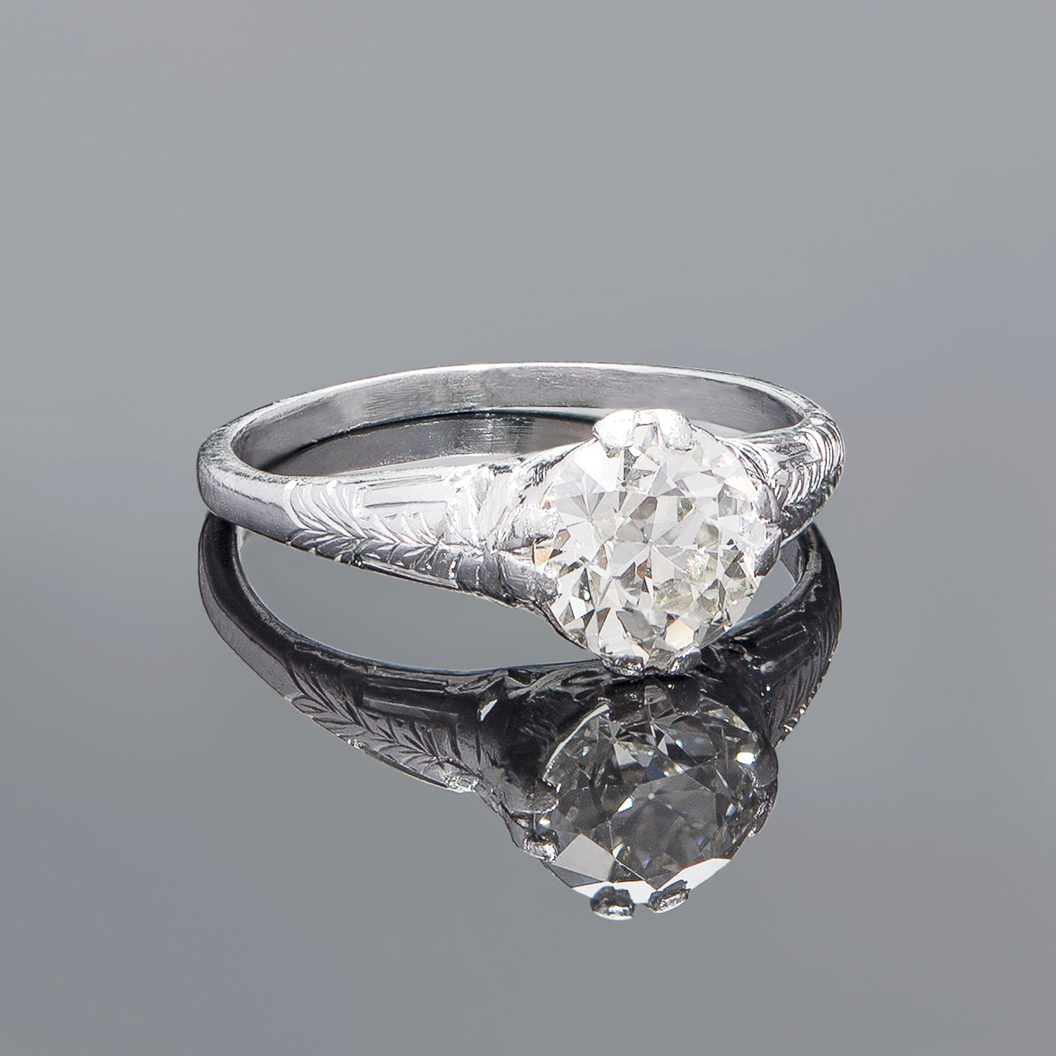 Art Deco Platinum Diamond Engagement Ring 1.51ct