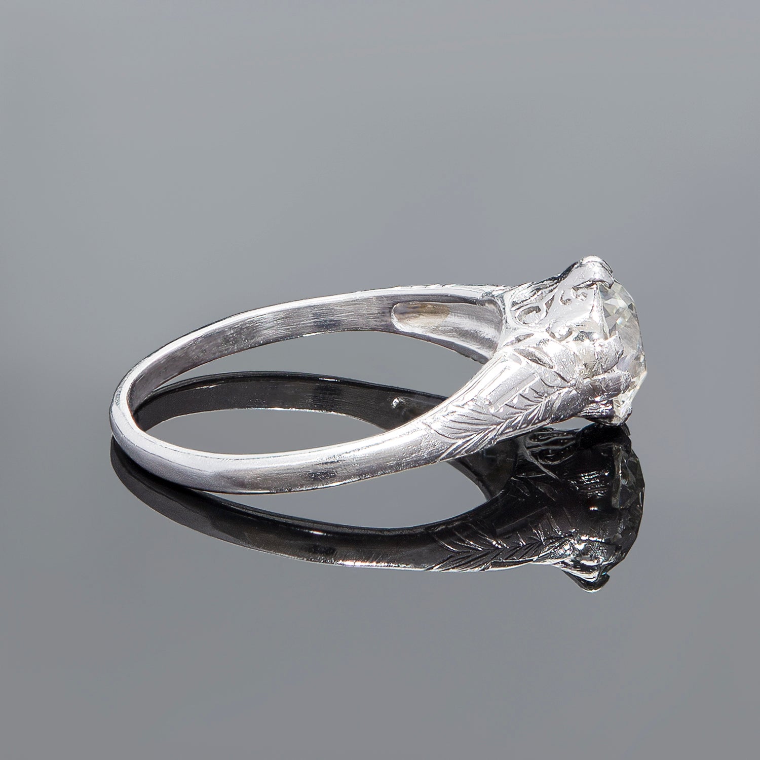 Art Deco Platinum Diamond Engagement Ring 1.51ct