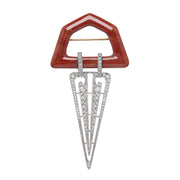 Edwardian Large 14k/Platinum Jasper + Diamond Pin