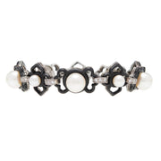 MARSH & COMPANY Vintage Platinum + Steel Pearl + Diamond Link Bracelet