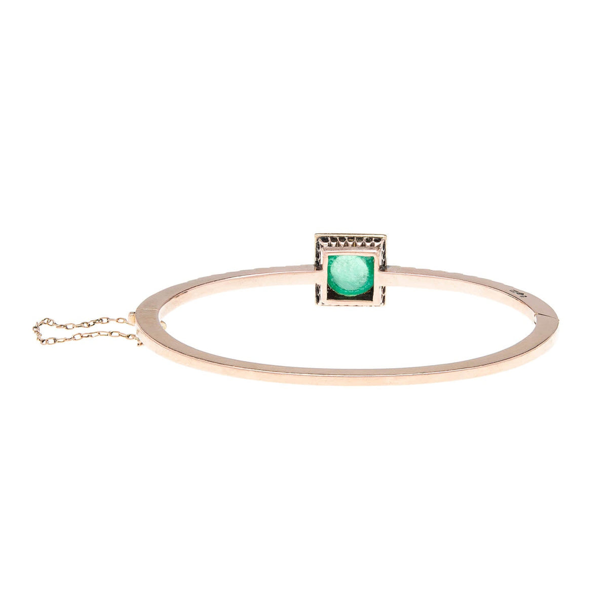 Victorian Austro-Hungarian 14k Emerald & Diamond Bangle Bracelet