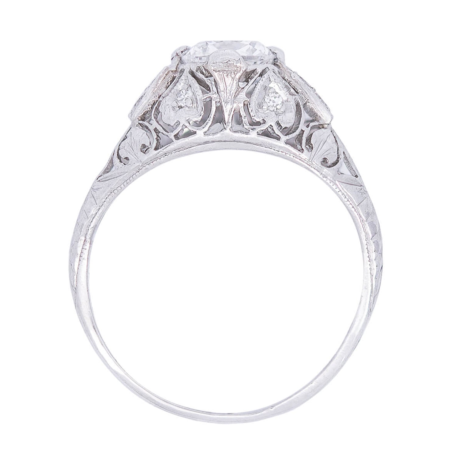 Art Deco Platinum + Diamond Engagement Ring 1.21ct