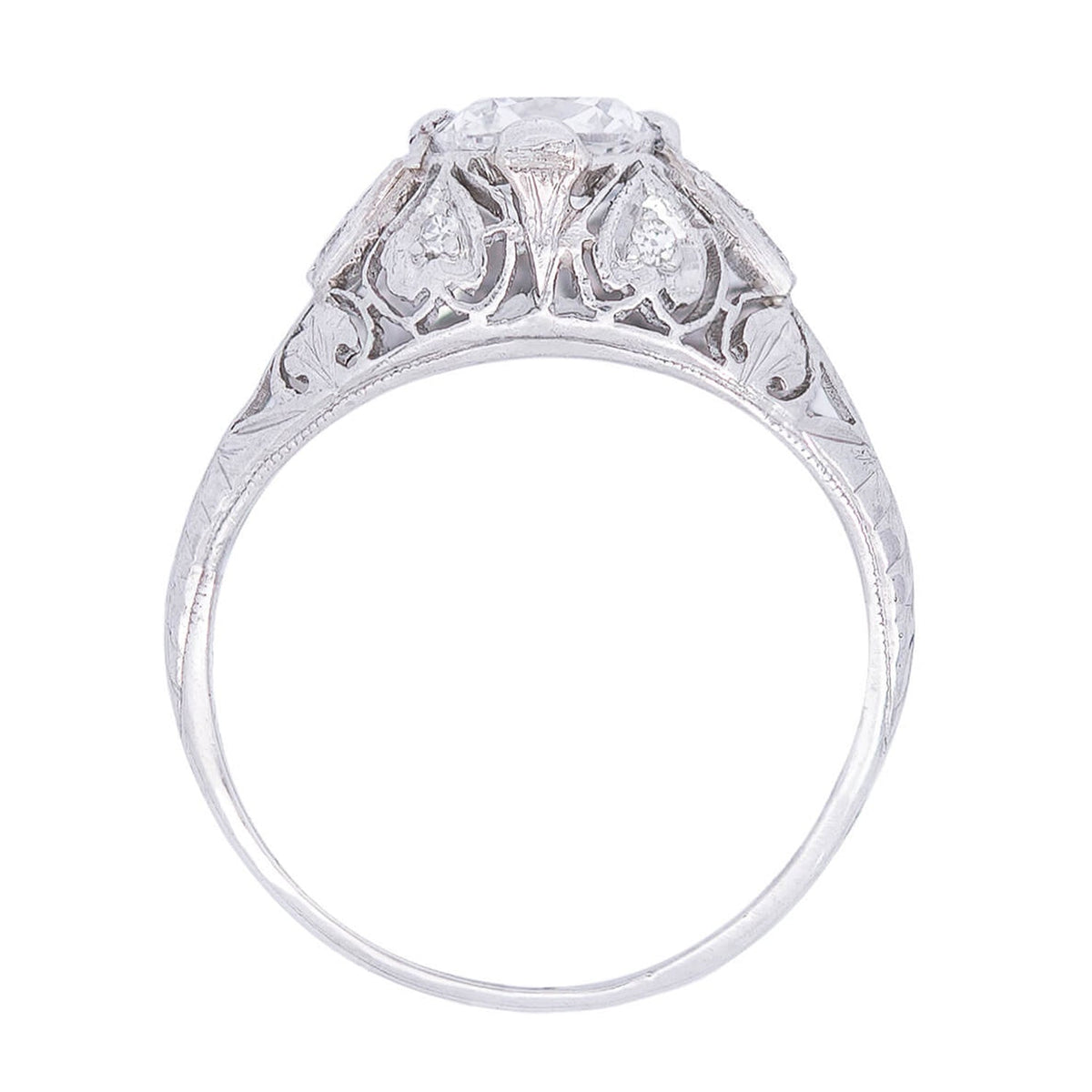 Art Deco Platinum + Diamond Engagement Ring 1.21ct