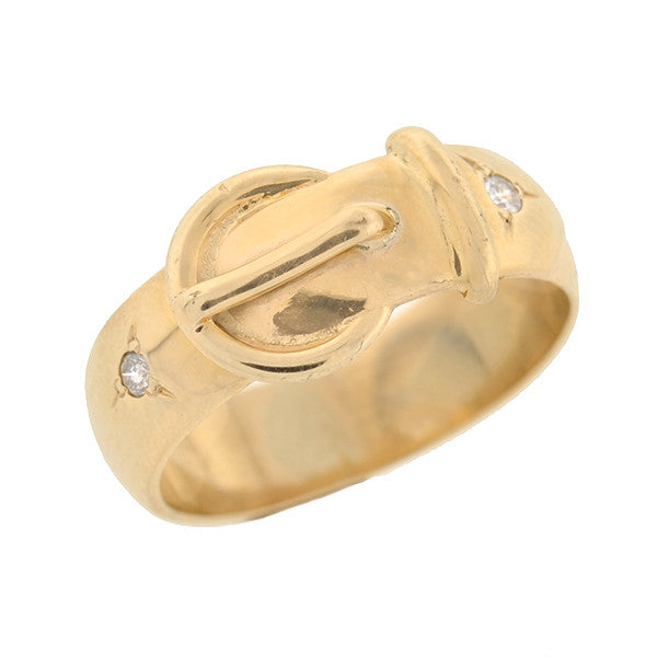 Victorian 9kt Gold Buckle Diamond Ring