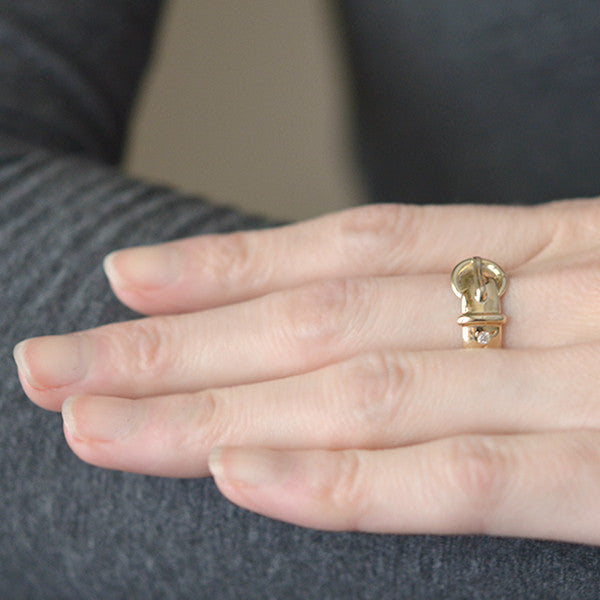 Victorian 9kt Gold Buckle Diamond Ring