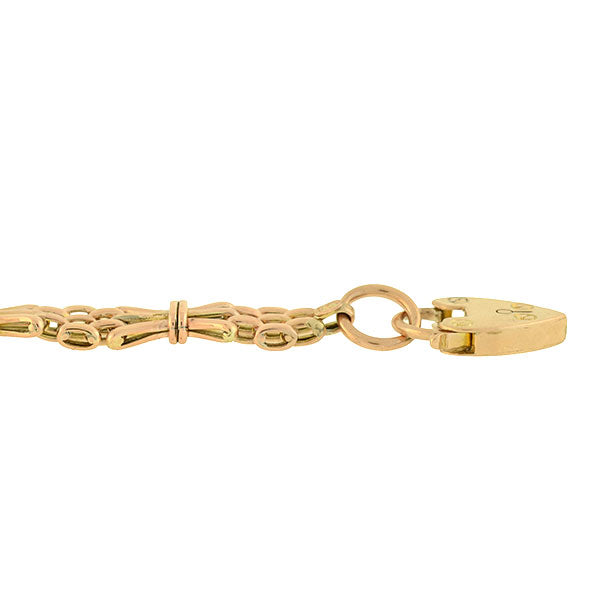 Victorian 9kt Gold Gatelink Bracelet with Padlock Heart Clasp