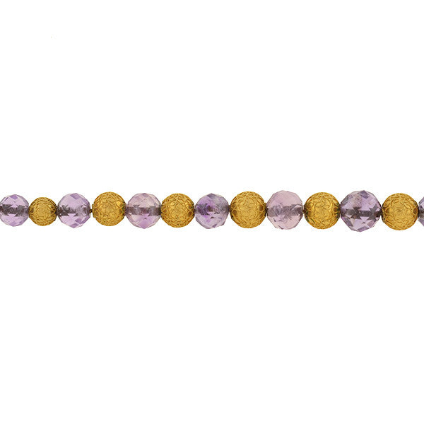 Victorian 14kt Amethyst & Etruscan Bead Necklace