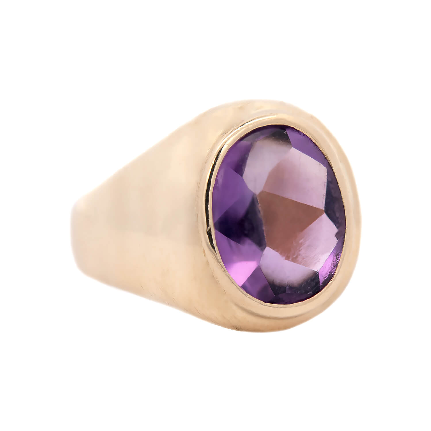 TIFFANY & CO. Art Deco 14k Amethyst Flush Mount Ring