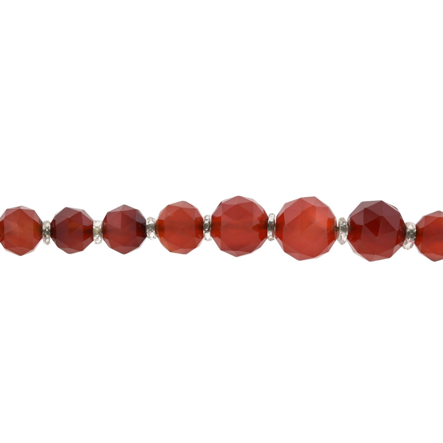 Art Deco Faceted Carnelian + Rock Crystal Graduated Bead Necklace 28.5"