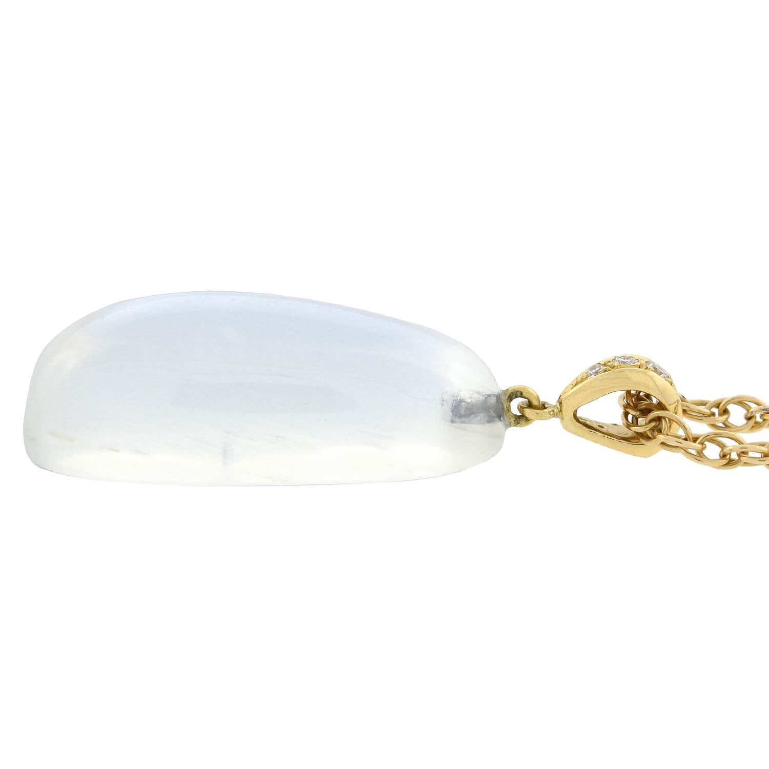 Art Nouveau 18kt Large Moonstone Drop Pendant with Modern Chain Necklace