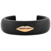 G. BVLGARI Vintage 18kt Rose Gold + Jet "Enigma" Diamond Lips Cuff Bracelet