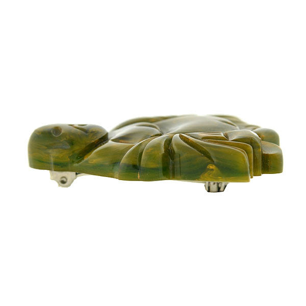 Retro Carved Green Bakelite Buddha Pin