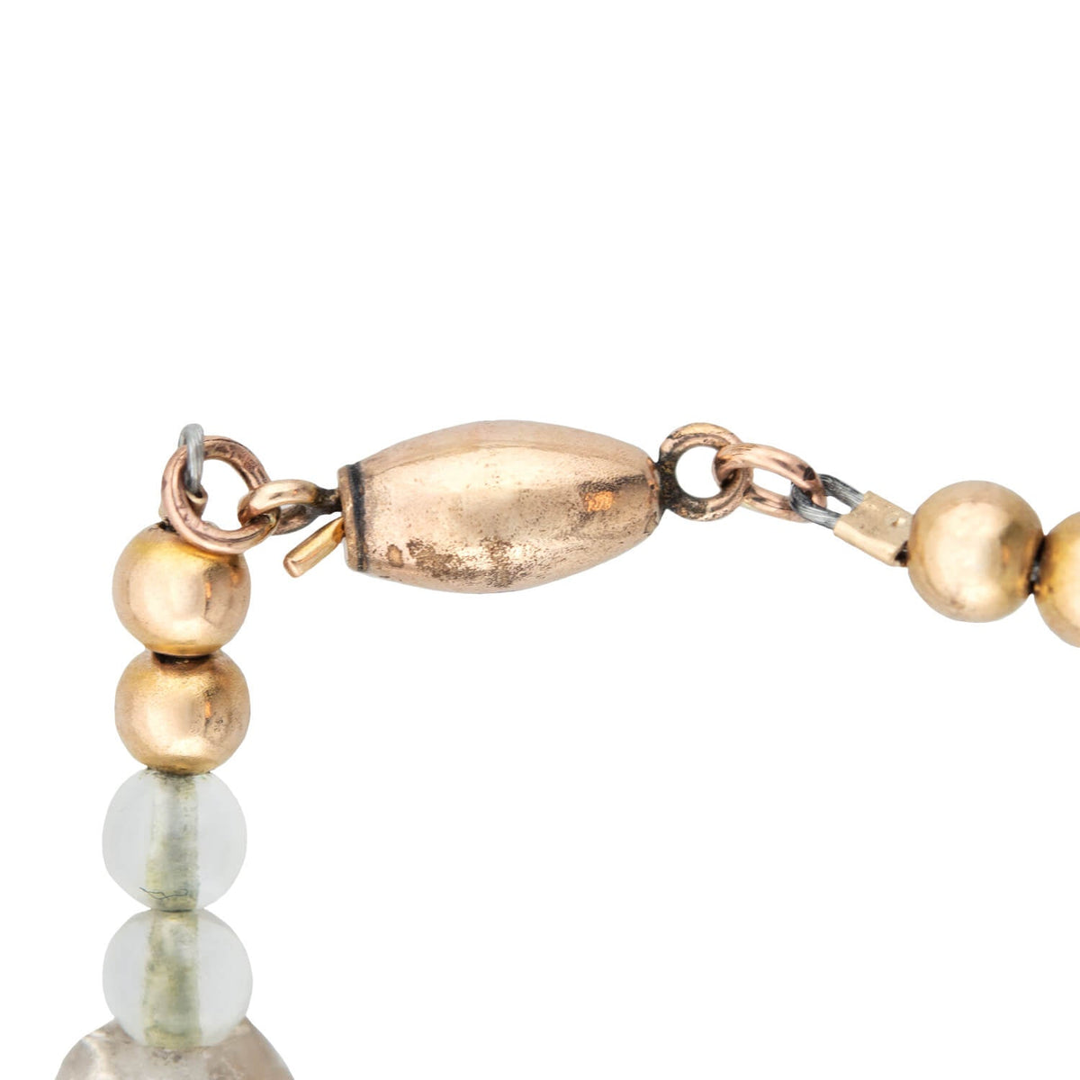Retro Rainbow Moonstone Bead + Rutilated/Tourmalated Quartz Necklace with 14kt Clasp