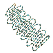 Late Art Deco 10kt + Turquoise Long Chain 91"