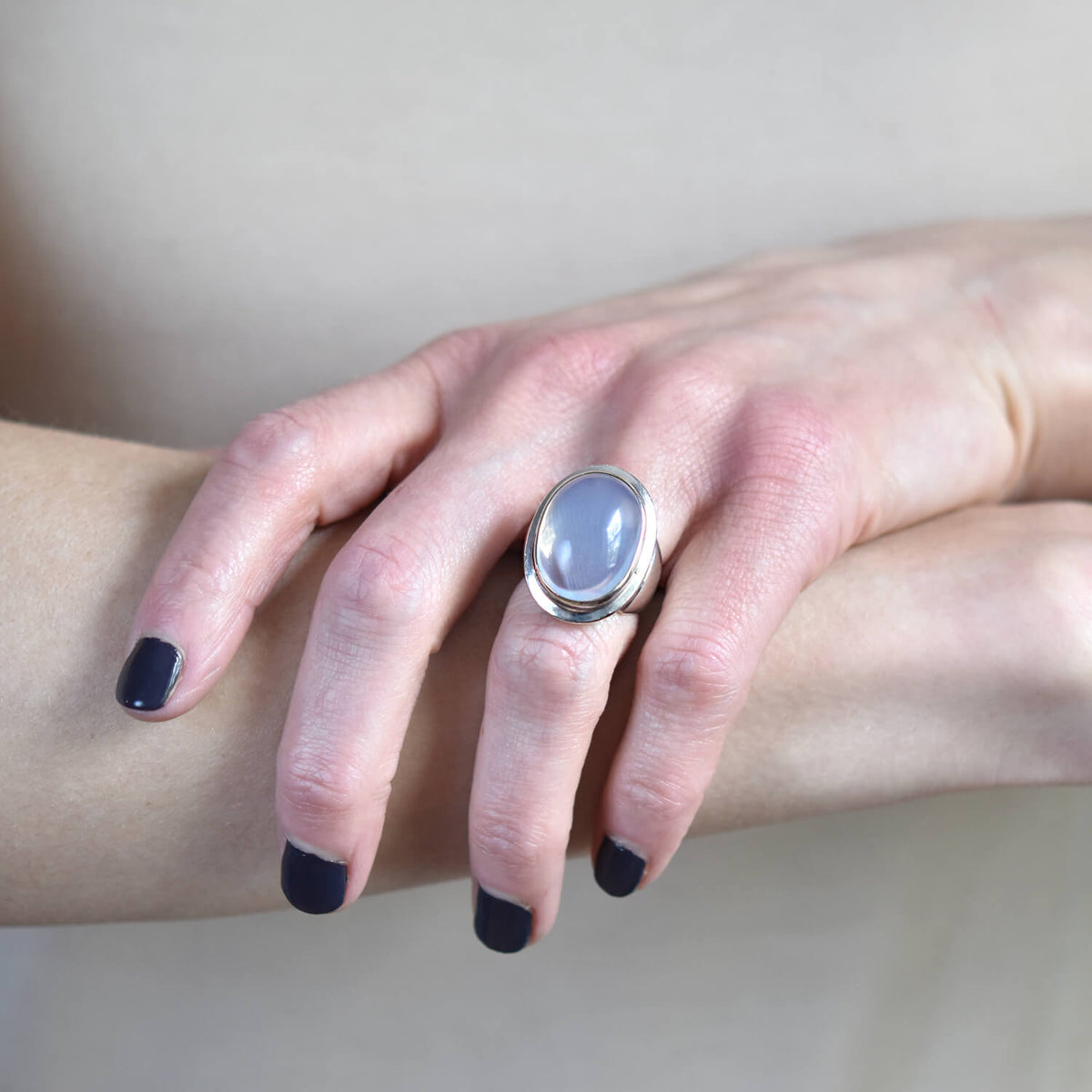 Vintage Swedish Sterling Silver Moonstone Cabochon Ring