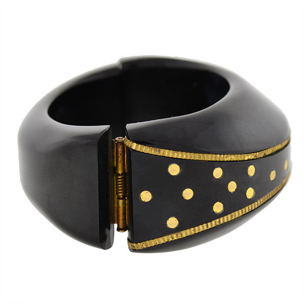 Retro Wide Black Bakelite Clamper Bracelet