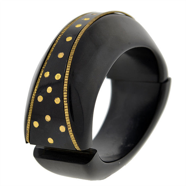 Retro Wide Black Bakelite Clamper Bracelet