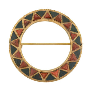 Victorian 14kt Scottish Carnelian & Bloodstone Circle Pin/Pendant