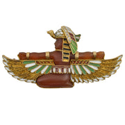 CARL BACHER Victorian Egyptian Revival 14kt Carnelian + Diamond Pharaoh Pin