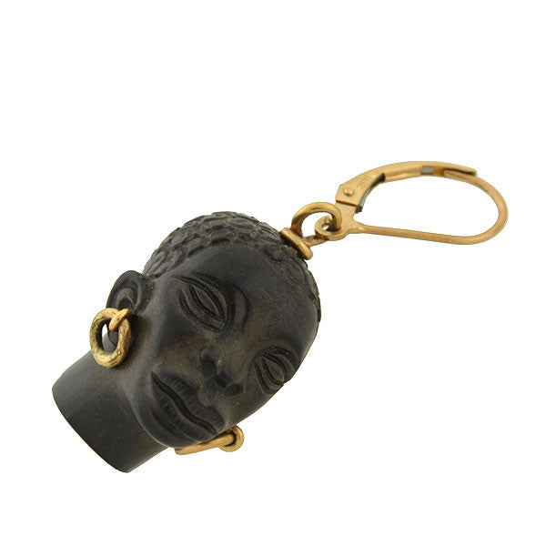 Vintage 14kt Hand Carved Blackamoor Earrings