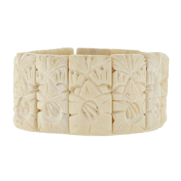 Retro Hand-Carved Bone Panel Link Bracelet