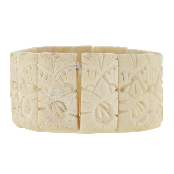 Retro Hand-Carved Bone Panel Link Bracelet