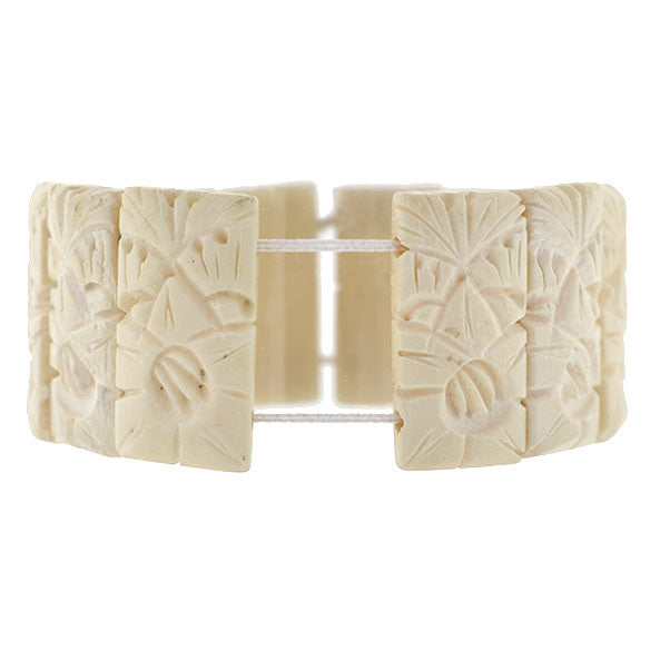 Retro Hand-Carved Bone Panel Link Bracelet