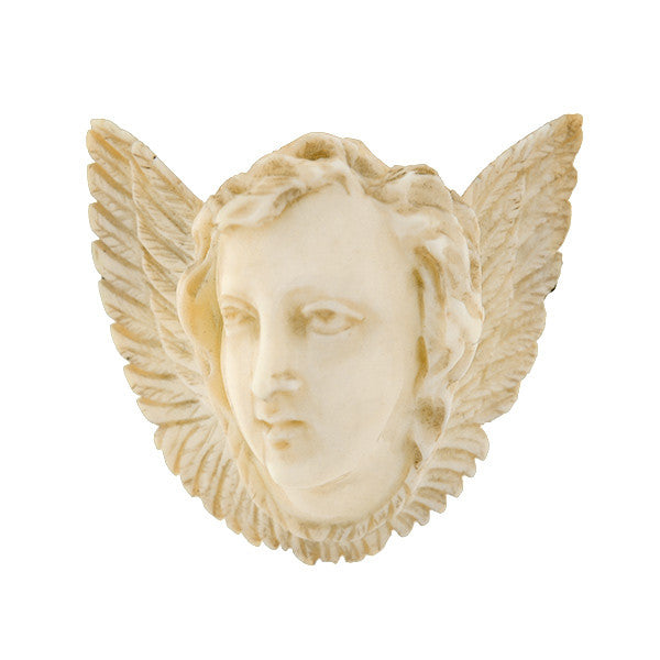 Victorian Hand Carved Ivory Angel Face & Wings Pin