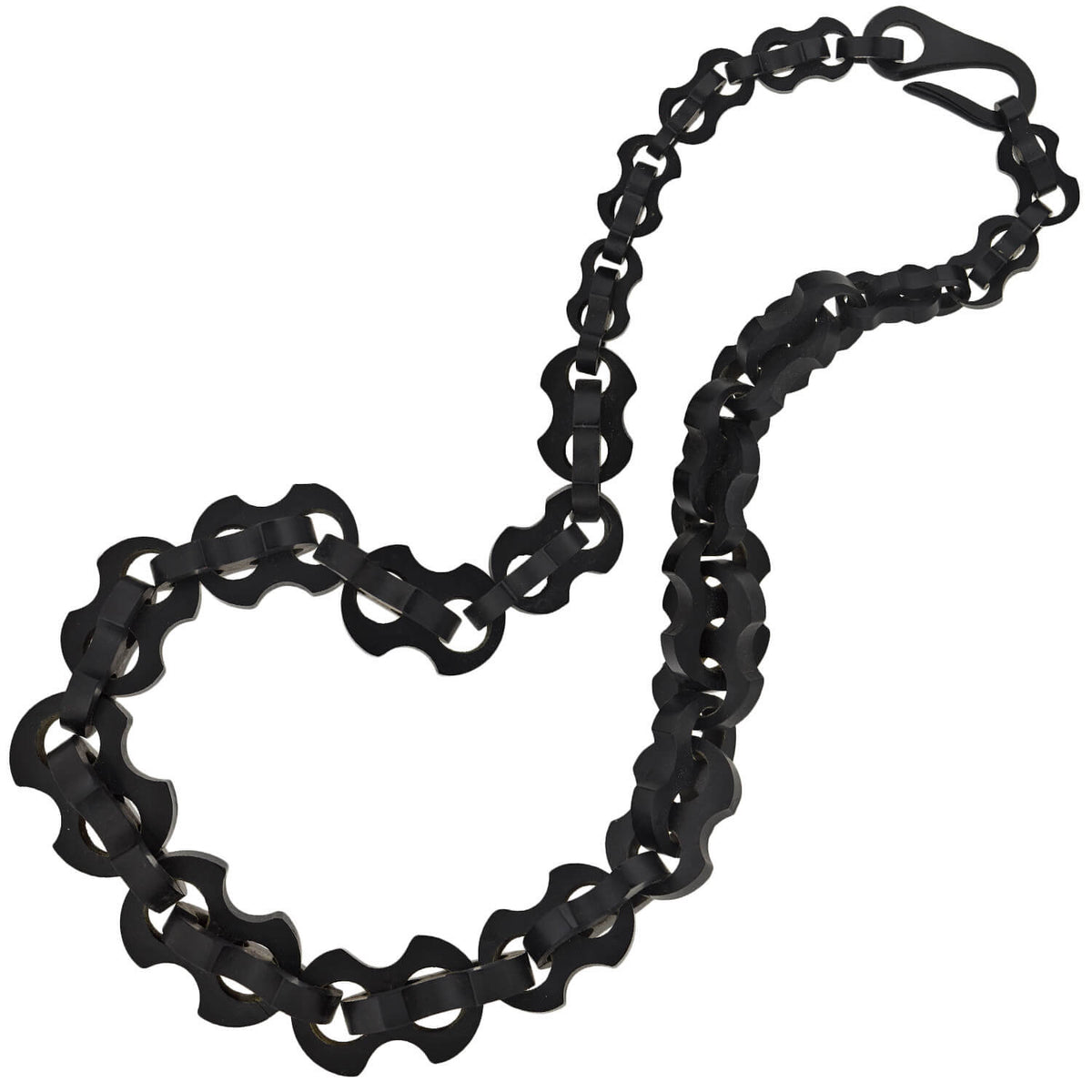 Victorian Hand Carved Gutta-Percha Link Necklace 21.5"