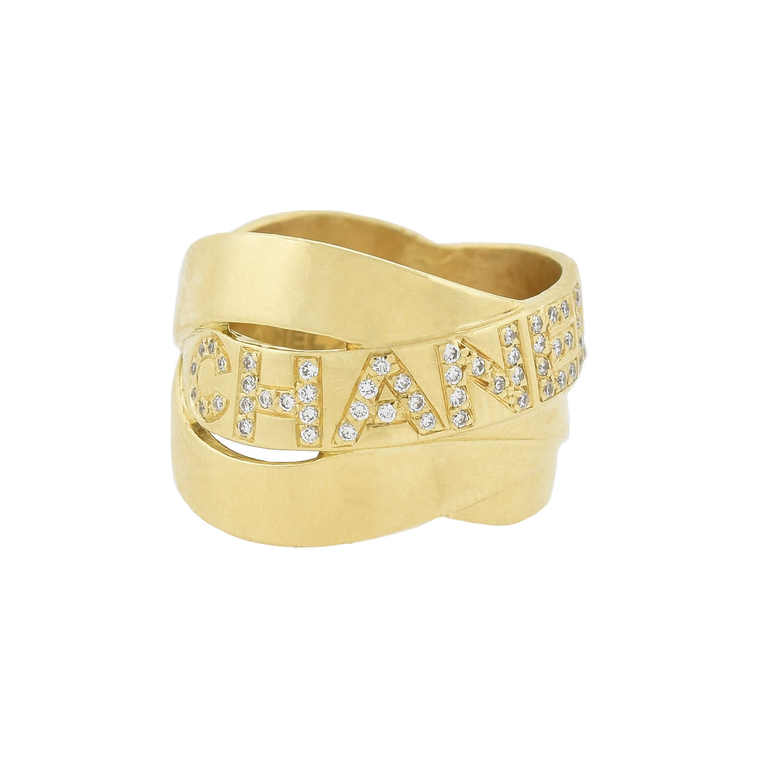 CHANEL Estate French 18kt Gold Diamond "Bolduc" Ring