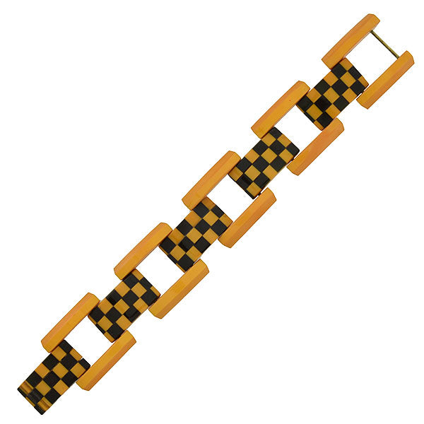 Retro Bakelite "Checkerboard" Gate Link Bracelet