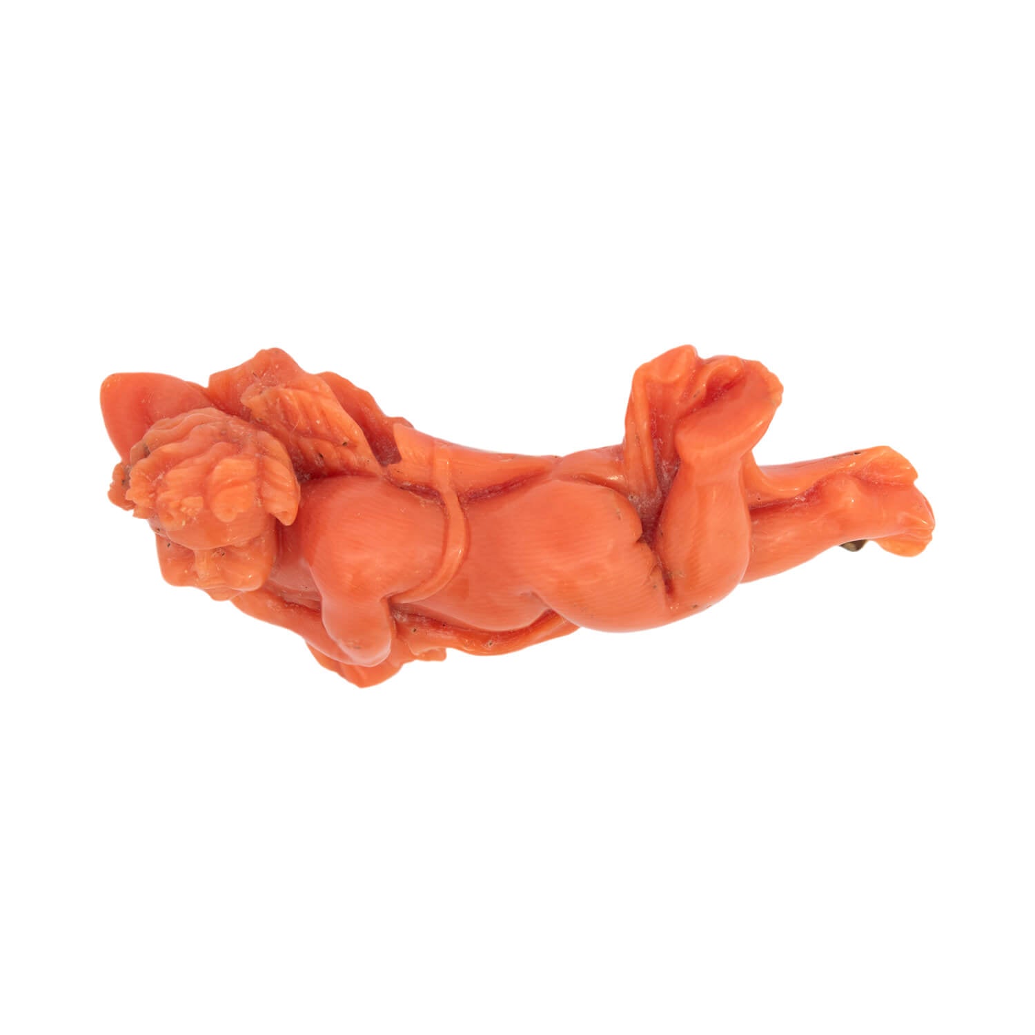 Victorian 14k Carved Putti Coral Cherub Pin