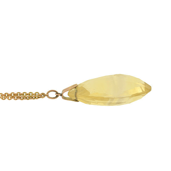 Late Victorian 14kt Teardrop Citrine Briolette Trio Necklace